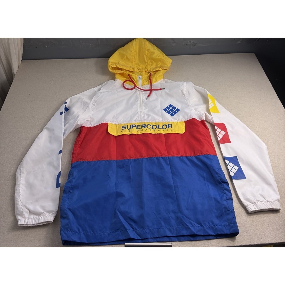 Polaroid Wind Breaker Hooded MEDIUM White Colorblock Supercolor (C5)